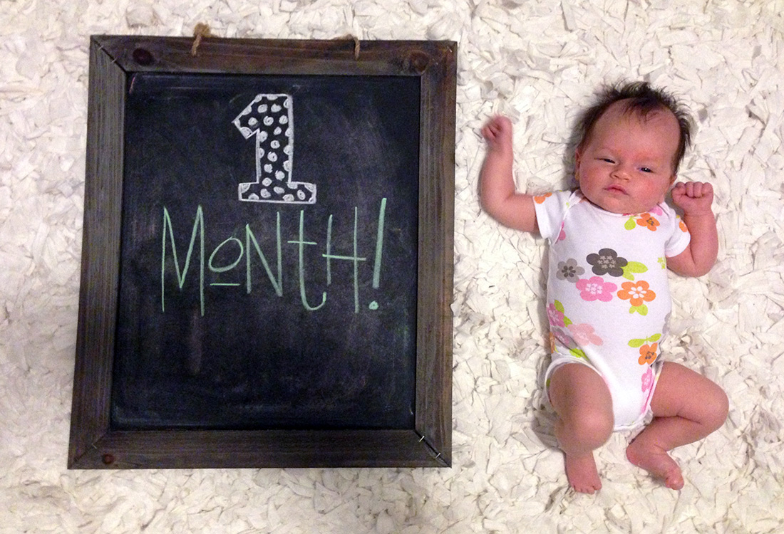 Hannah at one month