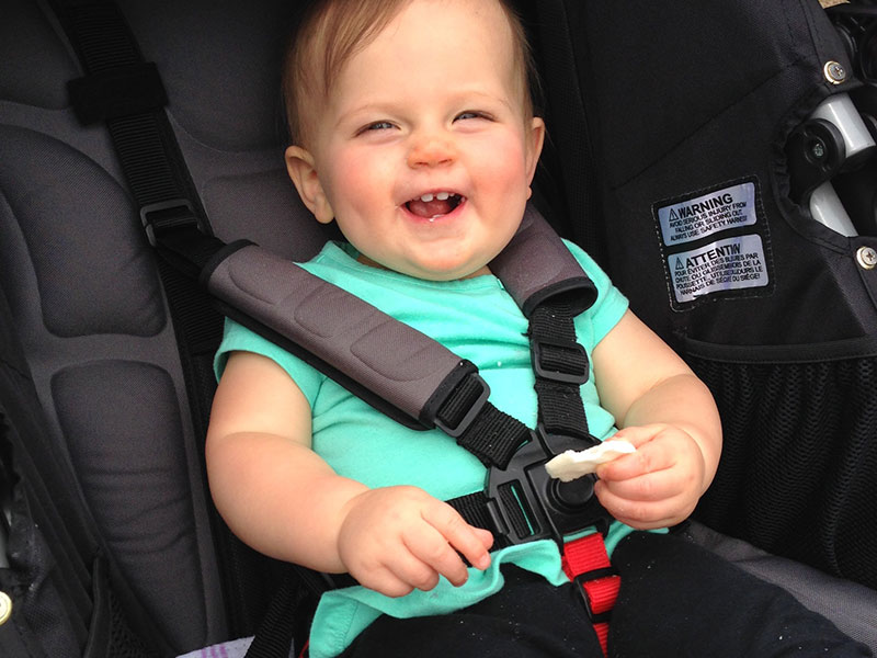 Still not crazy about the car seat, but we got a good smile here