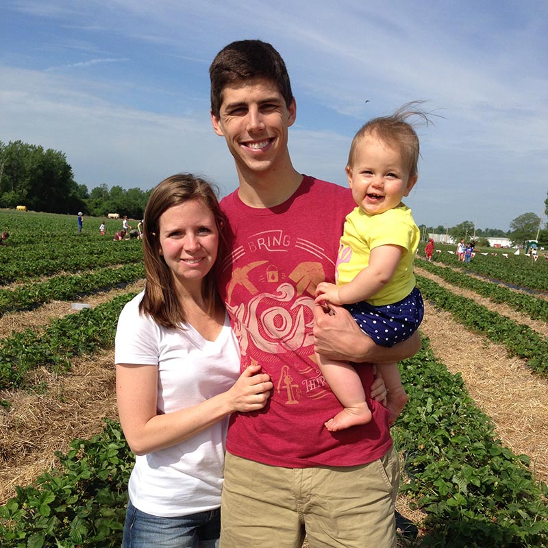 Strawberry picking as a family